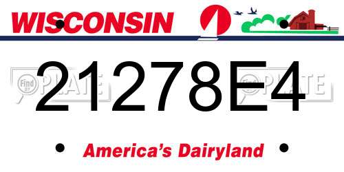 21278E4 Wisconsin License Plate