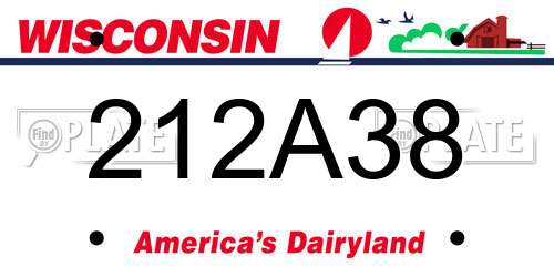 212A38 Wisconsin License Plate