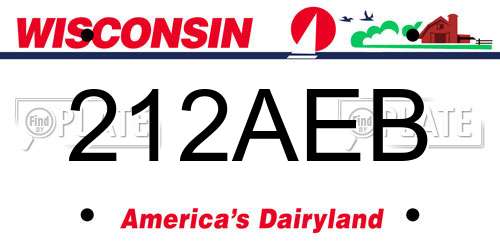 212AEB Wisconsin License Plate
