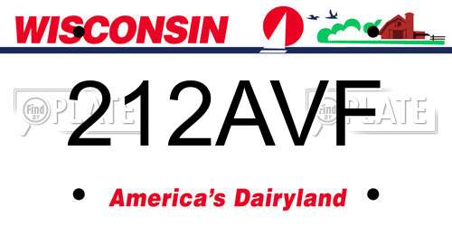 212AVF Wisconsin License Plate