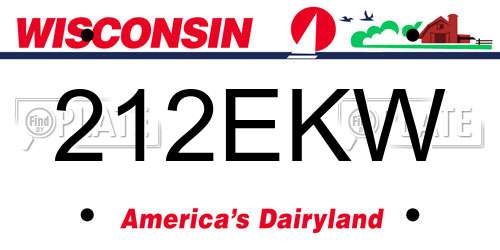 212EKW Wisconsin License Plate
