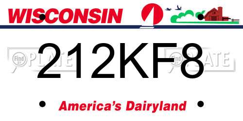 212KF8 Wisconsin License Plate