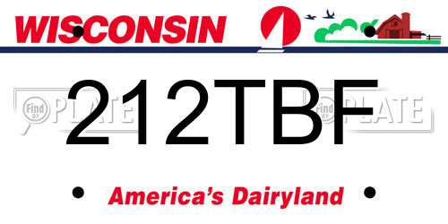 212TBF Wisconsin License Plate
