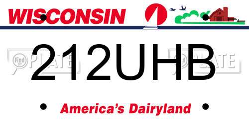 212UHB Wisconsin License Plate