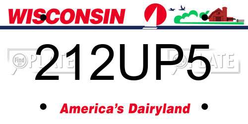212UP5 Wisconsin License Plate