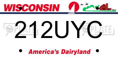 212UYC Wisconsin License Plate