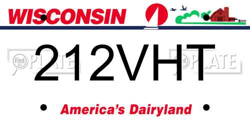 212VHT Wisconsin License Plate