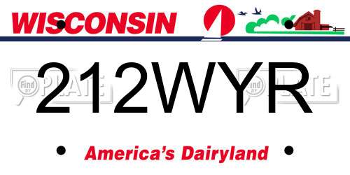 212WYR Wisconsin License Plate
