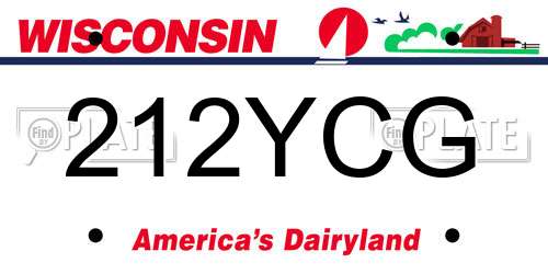 212YCG Wisconsin License Plate