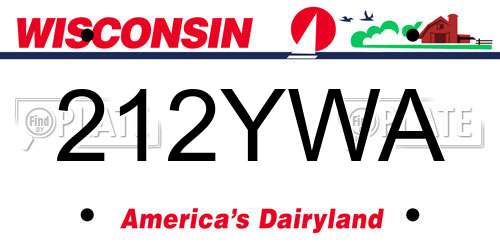 212YWA Wisconsin License Plate