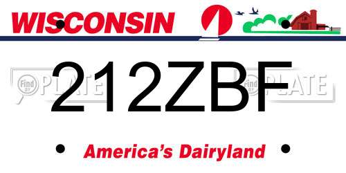 212ZBF Wisconsin License Plate