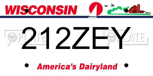 212ZEY Wisconsin License Plate