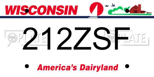 212ZSF Wisconsin License Plate
