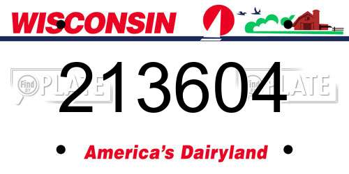 213604 Wisconsin License Plate