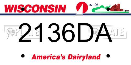 2136DA Wisconsin License Plate