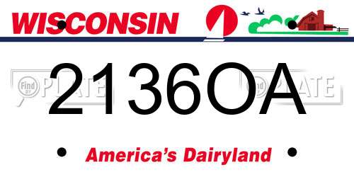 2136OA Wisconsin License Plate
