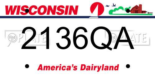 2136QA Wisconsin License Plate