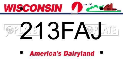 213FAJ Wisconsin License Plate