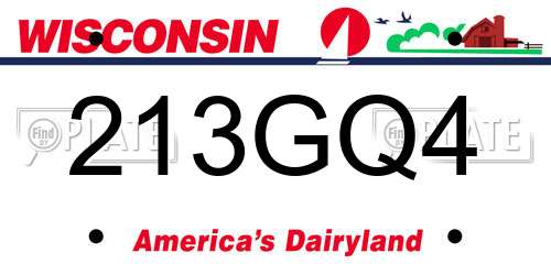213GQ4 Wisconsin License Plate