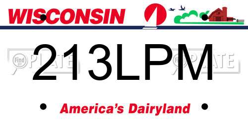 213LPM Wisconsin License Plate