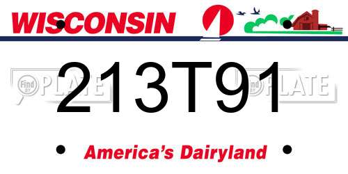 213T91 Wisconsin License Plate