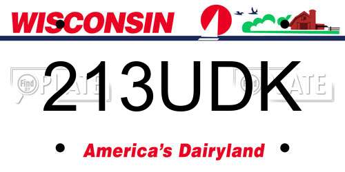 213UDK Wisconsin License Plate