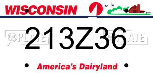 213Z36 Wisconsin License Plate