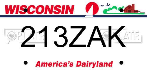 213ZAK Wisconsin License Plate