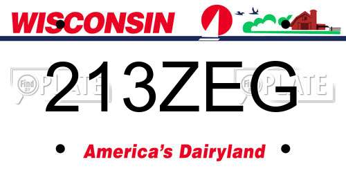 213ZEG Wisconsin License Plate