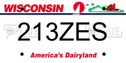 213ZES Wisconsin License Plate