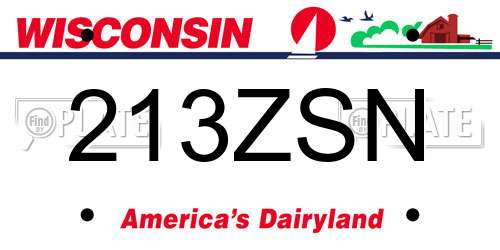 213ZSN Wisconsin License Plate