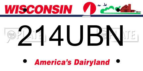 214UBN Wisconsin License Plate