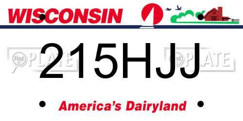215HJJ Wisconsin License Plate