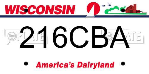 216CBA Wisconsin License Plate
