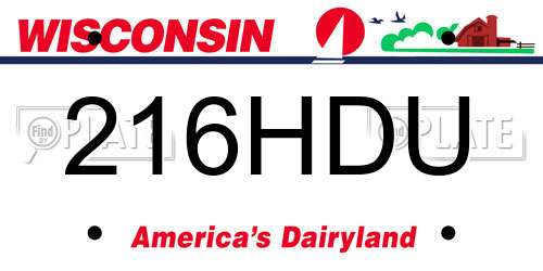 216HDU Wisconsin License Plate