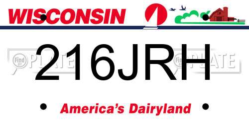 216JRH Wisconsin License Plate