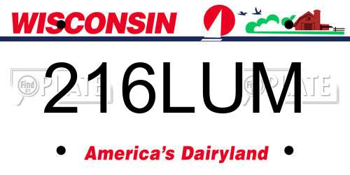 216LUM Wisconsin License Plate