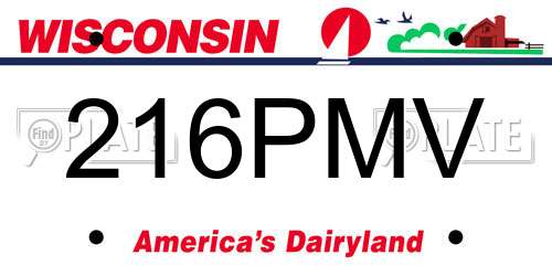 216PMV Wisconsin License Plate