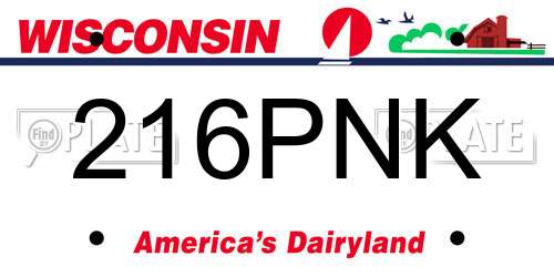 216PNK Wisconsin License Plate