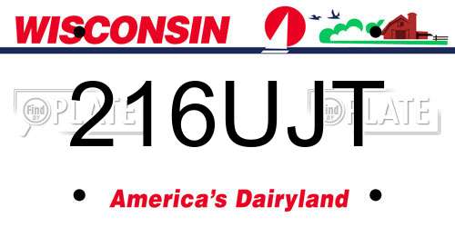 216UJT Wisconsin License Plate