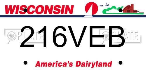 216VEB Wisconsin License Plate
