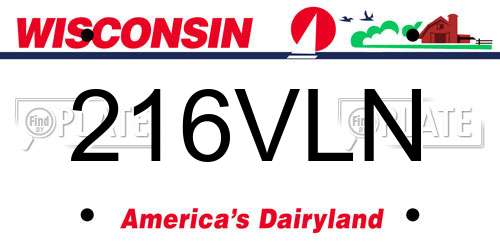 216VLN Wisconsin License Plate