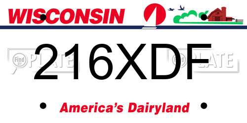 216XDF Wisconsin License Plate