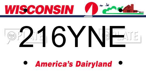 216YNE Wisconsin License Plate