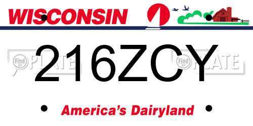 216ZCY Wisconsin License Plate