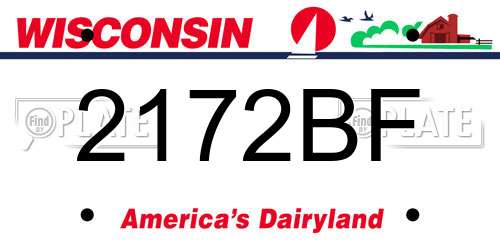 2172BF Wisconsin License Plate