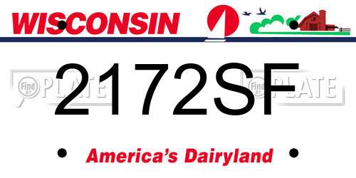 2172SF Wisconsin License Plate