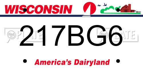 217BG6 Wisconsin License Plate