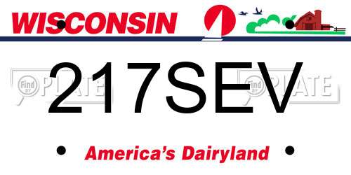217SEV Wisconsin License Plate