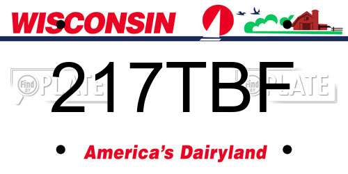217TBF Wisconsin License Plate